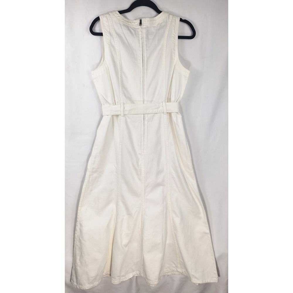 Sundance White V‑Neck Sleeveless Tie‑Waist Midi Dress - Picture 3 of 7